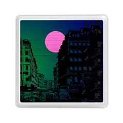 Vaporwave Old Moon Over Nyc Memory Card Reader (square) by WetdryvacsLair