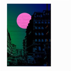 Vaporwave Old Moon Over Nyc Large Garden Flag (two Sides) by WetdryvacsLair