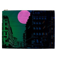 Vaporwave Old Moon Over Nyc Cosmetic Bag (xxl) by WetdryvacsLair