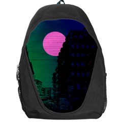 Vaporwave Old Moon Over Nyc Backpack Bag by WetdryvacsLair