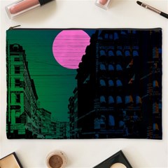 Vaporwave Old Moon Over Nyc Cosmetic Bag (xxxl) by WetdryvacsLair