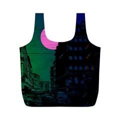 Vaporwave Old Moon Over Nyc Full Print Recycle Bag (m) by WetdryvacsLair