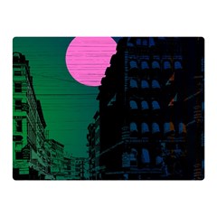 Vaporwave Old Moon Over Nyc Double Sided Flano Blanket (mini)  by WetdryvacsLair