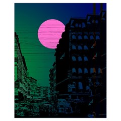 Vaporwave Old Moon Over Nyc Drawstring Bag (small) by WetdryvacsLair