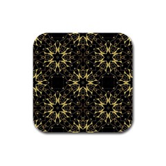 Black And Gold Pattern Rubber Square Coaster (4 Pack)  by Dazzleway