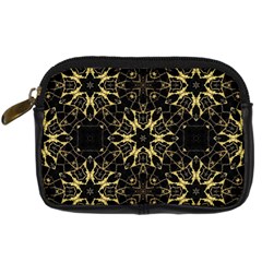 Black And Gold Pattern Digital Camera Leather Case by Dazzleway