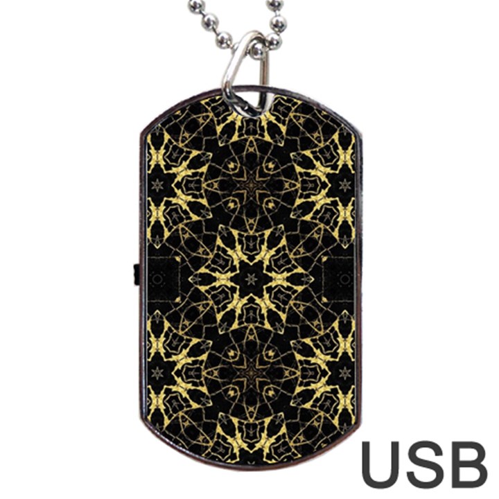 Black and gold pattern Dog Tag USB Flash (Two Sides)