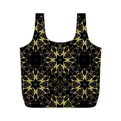 Black And Gold Pattern Full Print Recycle Bag (m) by Dazzleway