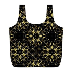 Black And Gold Pattern Full Print Recycle Bag (l) by Dazzleway