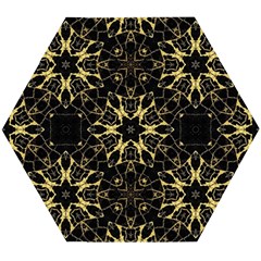 Black And Gold Pattern Wooden Puzzle Hexagon by Dazzleway