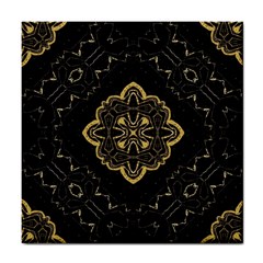 Ornate Black And Gold Tile Coaster