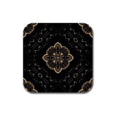 Ornate Black And Gold Rubber Square Coaster (4 Pack)  by Dazzleway