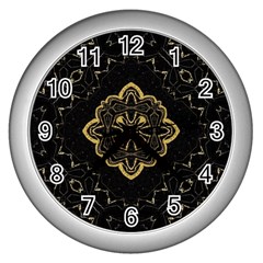 Ornate Black And Gold Wall Clock (silver) by Dazzleway