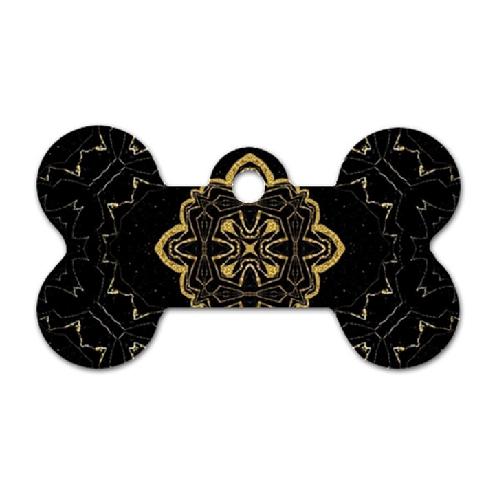 Ornate black and gold Dog Tag Bone (One Side)