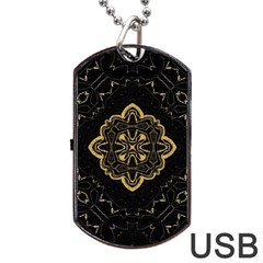 Ornate Black And Gold Dog Tag Usb Flash (two Sides) by Dazzleway