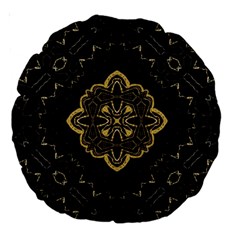 Ornate Black And Gold Large 18  Premium Round Cushions by Dazzleway