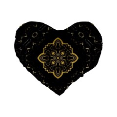 Ornate Black And Gold Standard 16  Premium Heart Shape Cushions by Dazzleway