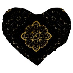 Ornate Black And Gold Large 19  Premium Heart Shape Cushions by Dazzleway