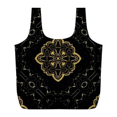 Ornate Black And Gold Full Print Recycle Bag (l) by Dazzleway