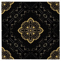 Ornate Black And Gold Wooden Puzzle Square by Dazzleway