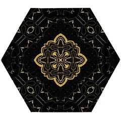 Ornate Black And Gold Wooden Puzzle Hexagon by Dazzleway