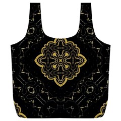 Ornate Black And Gold Full Print Recycle Bag (xxxl) by Dazzleway