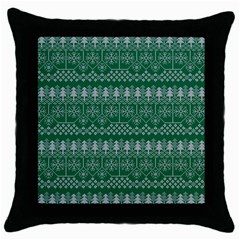 Christmas Knit Digital Throw Pillow Case (black)