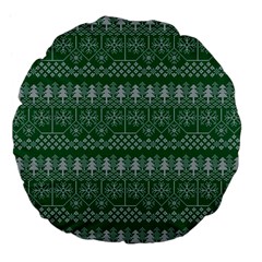 Christmas Knit Digital Large 18  Premium Flano Round Cushions