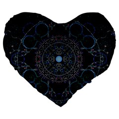 Mandala - 0007 - Complications Large 19  Premium Heart Shape Cushions by WetdryvacsLair