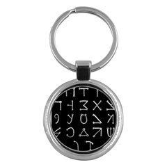 Heinrich Cornelius Agrippa Of Occult Philosophy 1651 Angelic Alphabet Or Celestial Writing Collected Inverted Key Chain (round) by WetdryvacsLair