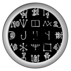 Heinrich Cornelius Agrippa Of Occult Philosophy 1651 Malachim Alphabet Collected Inverted Square Wall Clock (silver) by WetdryvacsLair