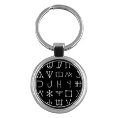 Heinrich Cornelius Agrippa Of Occult Philosophy 1651 Malachim Alphabet Collected Inverted Square Key Chain (round) by WetdryvacsLair