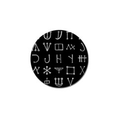 Heinrich Cornelius Agrippa Of Occult Philosophy 1651 Malachim Alphabet Collected Inverted Square Golf Ball Marker by WetdryvacsLair