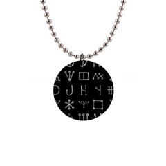 Heinrich Cornelius Agrippa Of Occult Philosophy 1651 Malachim Alphabet Collected Inverted Square 1  Button Necklace by WetdryvacsLair