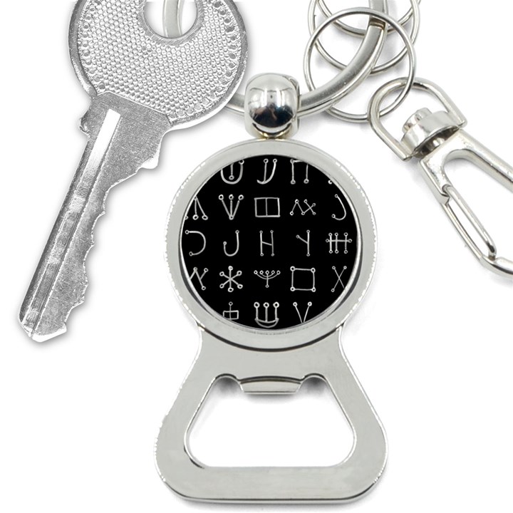 Heinrich Cornelius Agrippa Of Occult Philosophy 1651 Malachim Alphabet Collected Inverted Square Bottle Opener Key Chain