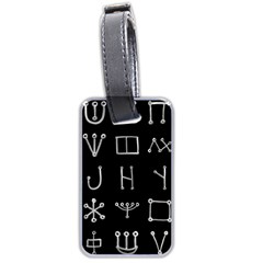 Heinrich Cornelius Agrippa Of Occult Philosophy 1651 Malachim Alphabet Collected Inverted Square Luggage Tag (two Sides) by WetdryvacsLair