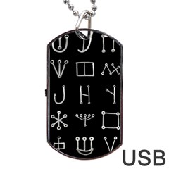 Heinrich Cornelius Agrippa Of Occult Philosophy 1651 Malachim Alphabet Collected Inverted Square Dog Tag Usb Flash (two Sides) by WetdryvacsLair