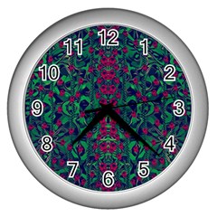 Tree Flower Paradise Of Inner Peace And Calm Pop-art Wall Clock (silver) by pepitasart