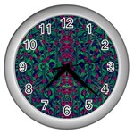 Tree Flower Paradise Of Inner Peace And Calm Pop-art Wall Clock (Silver) Front