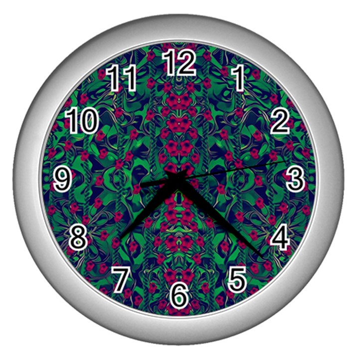 Tree Flower Paradise Of Inner Peace And Calm Pop-art Wall Clock (Silver)