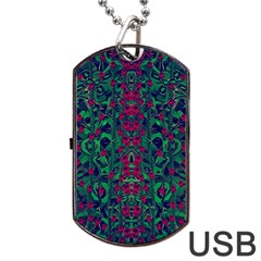 Tree Flower Paradise Of Inner Peace And Calm Pop-art Dog Tag Usb Flash (two Sides) by pepitasart