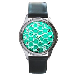 Hexagon Windows Round Metal Watch by essentialimage