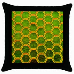 Hexagon Windows Throw Pillow Case (black) by essentialimage