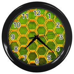 Hexagon Windows Wall Clock (black) by essentialimage