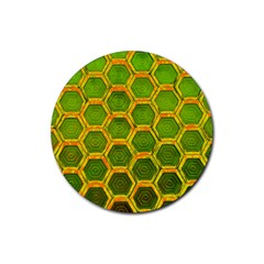 Hexagon Windows Rubber Coaster (round)  by essentialimage