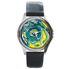 Vector Vivid Marble Pattern 14 Round Metal Watch by goljakoff