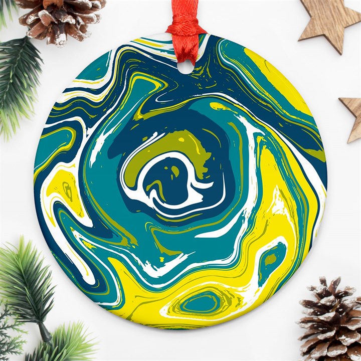 Vector Vivid Marble Pattern 14 Round Ornament (Two Sides)