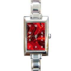 Red Vivid Marble Pattern Rectangle Italian Charm Watch by goljakoff