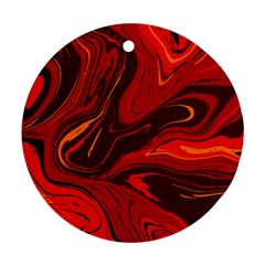 Red Vivid Marble Pattern Ornament (round)