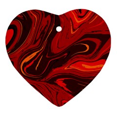 Red Vivid Marble Pattern Ornament (heart) by goljakoff